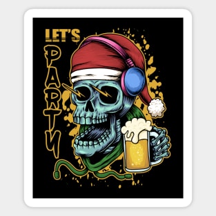 Skull Christmas Beer Party Magnet